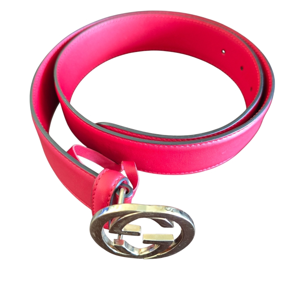 GUCCI Interlocking GG Red Leather Belt – 1.5" Wide – Made in Italy - Picture 6 of 12